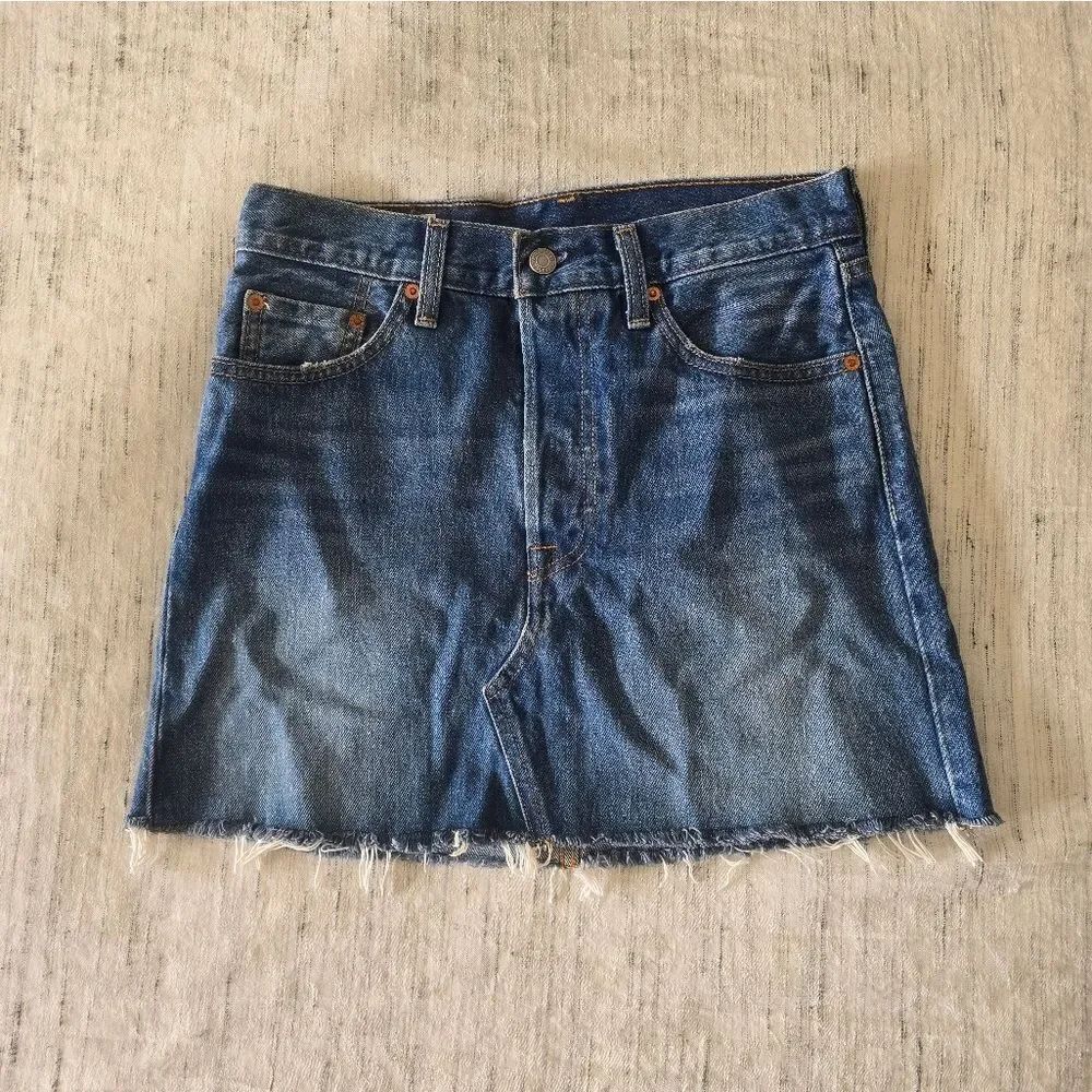 Levi's Denim Frayed Hem Mini Skirt